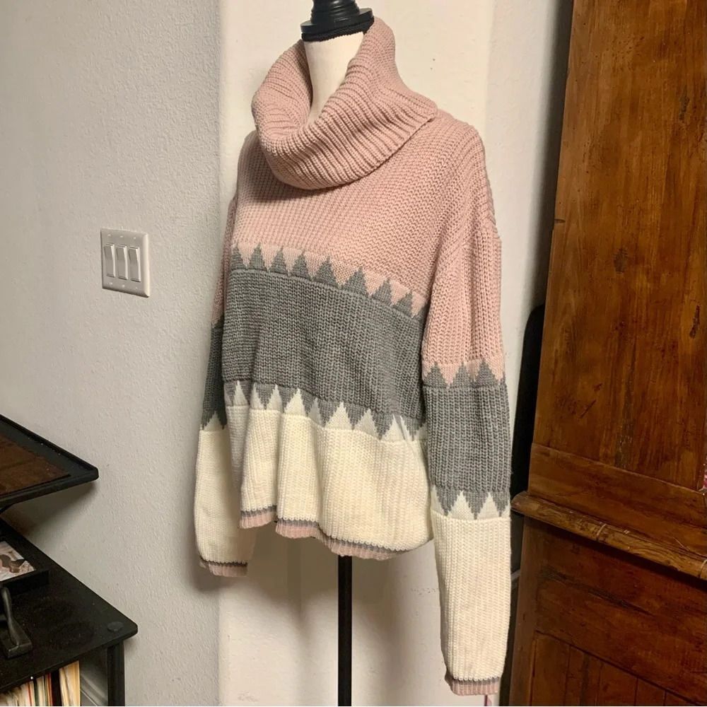 Pink Lily Turtleneck Color Block Knit Pullover Sw… - image 4